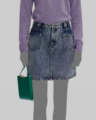 $215 A.P.C. Women's Blue Jupe Faded Denim Mid-Rise Mini Skirt Size FR 40/US 8