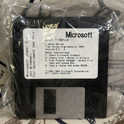 Microsoft Excel For Windows Ver 5.0 Set Of 7 3.5  Floppy Disks - Government RARE