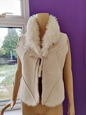 Rare Parisian Faux Fur Off White Fur Gilet Waistcoat Jacket Body Warmer Size 12