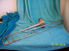 1800's Vintage Geo. Baring  son London Trombone Silver ok cond w/ case HN White