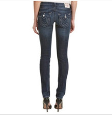 True Religion 27 Julie Skinny Jeans Raw Hem 29  Inseam White Stitching Stretch
