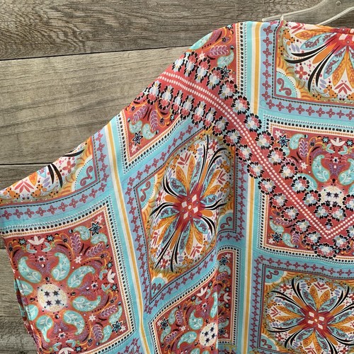 Hale Bob Cabana Poncho Blusa Top Seda Boho Bufanda Estampado Semi Transparente Colorido 1 Talla - Imagen 10 de 15