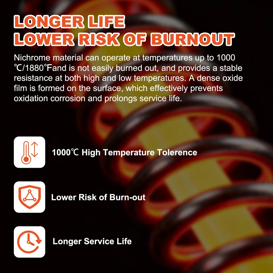 1 Pcs Nichrome Heating Element Coil, AC220V 800W / AC110V 200W, 4.7mm x330mm - Image 3 of 4