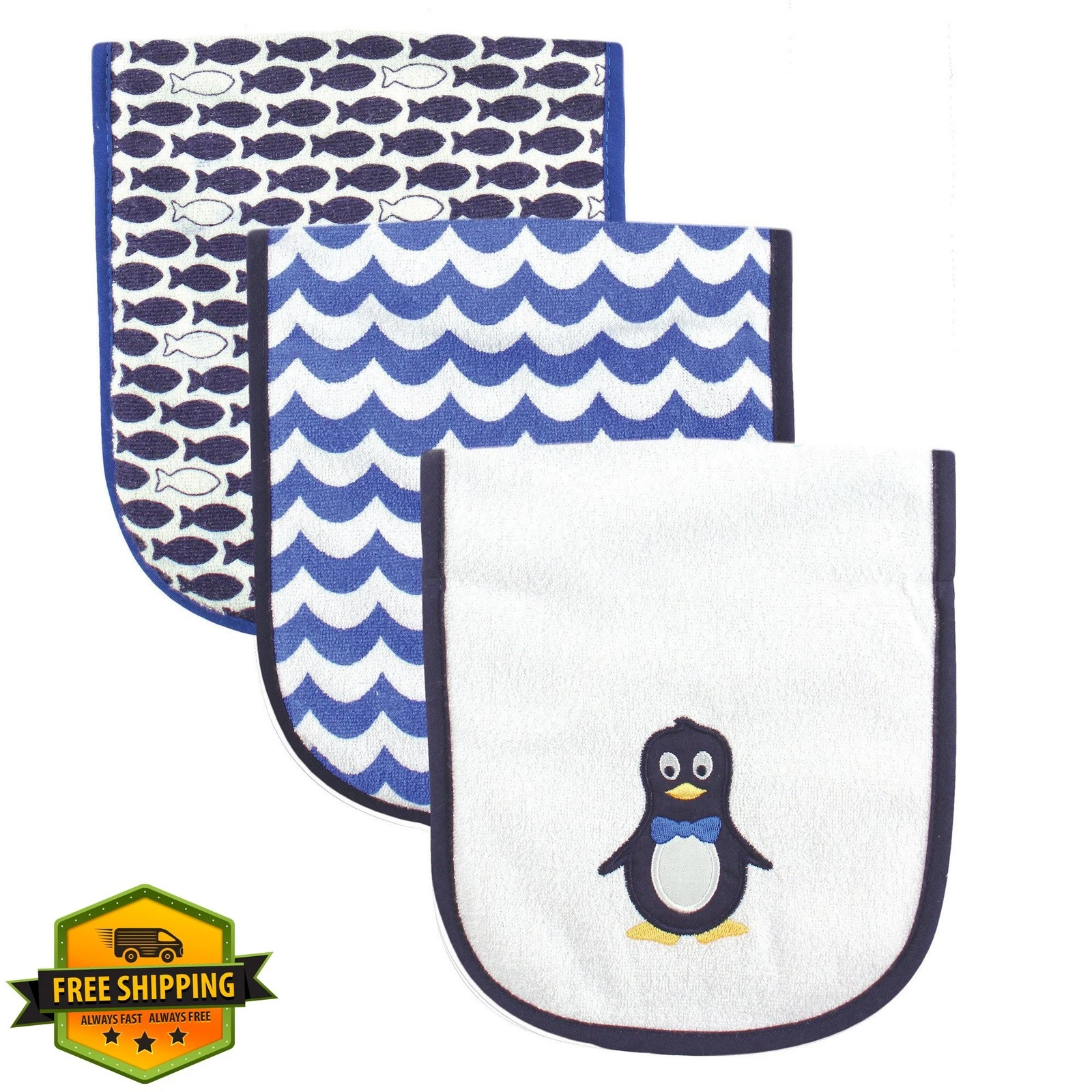 Luvable Friends Baby Burp Cloths Mr. Penguin