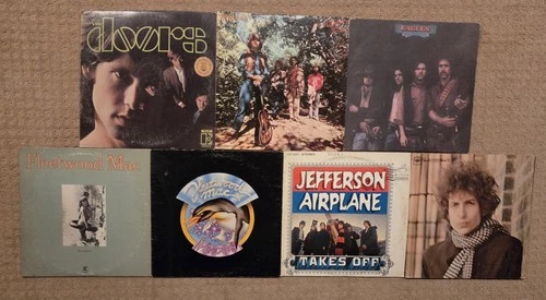 Lot of 7 Classic Rock vinyl record albums Doors CCR Eagles Fleetwood Mac Dylan