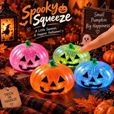Halloween Glitter Pumpkin Dumpling Squishy Stress Relief Fidget Toy Sensory Gift