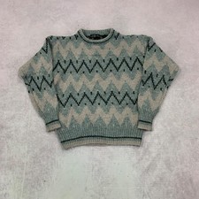 Vintage Knitted Jumper abstract patterned chunky knit sweater Women's L (16-18)