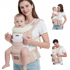 Baby Carrier with Hip Seat, 6-in-1 Baby Carrier Newborn to Toddler, Adjustable D