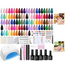 53-Pc Beetles Gel Nail Polish Kit with UV Light - 32 Colors for Gorgeous Nails