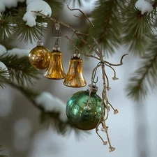 1960s Shiny Brite Christmas Ornaments: 2Rare Bell Shape Ornaments From Woolworth