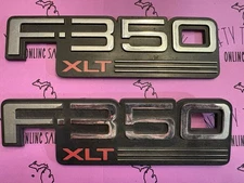 FORD F-350 F350 XLT TRUCK FRONT FENDER BADGE NAMEPLATE EMBLEM L&R SET 92-97 *
