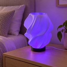 9” Color Changing USB LED Table Lamp with Remote, Sculptural White Shade
