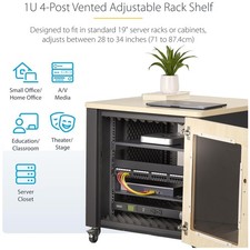 Rack-Mount Vented Shelf, Adjustable Depth 28-34.4in, 150lb