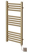 York Flat Brushed Brass Electric Towel Rails Bathroom Radiator