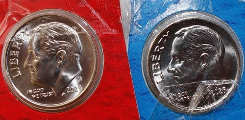 2025 P and D Roosevelt Dime 2 Coins from US Mint Set BU Cellos Ten Cents Two 10c