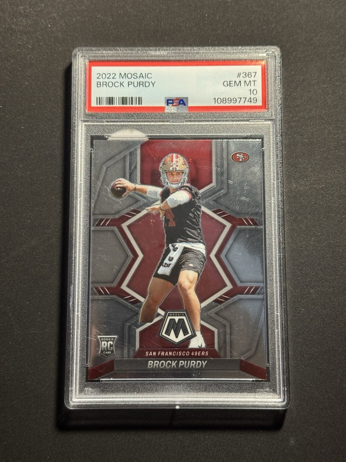 2022 Panini Mosaic Brock Purdy #367 RC Rookie San Francisco 49ers Graded PSA 10