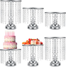 6 Pcs Crystal Cake Stand round Dessert Cupcake Holder Metal Stand Table Cake Ped