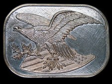 TC15131 VINTAGE 1970s BALD EAGLE W/ BRANCHES ARROWS PATRIOTIC BELT BUCKLE