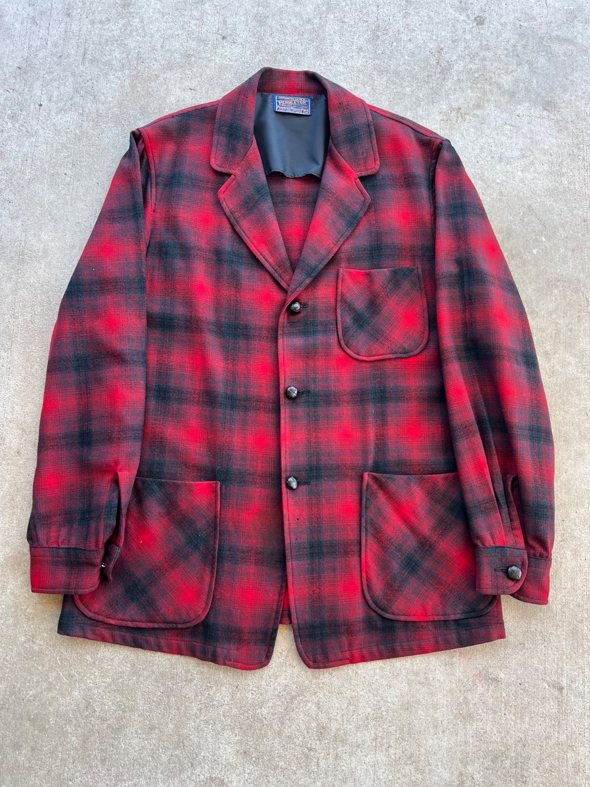 Vintage Pendleton Blazer Shadow Plaid Flannel Med… - image 1