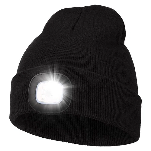 Knitted Wooly Beanie Hat With LED Light Unisex Winter Warm Head Torch Lamp Hats - Picture 1 of 9