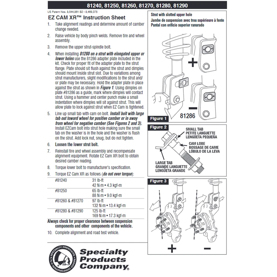 Par de pernos de inclinación SPC delanteros EZ Cam XR Adj 16 mm para Ford, Buick, Chevy #81280 Foto 4 de 4