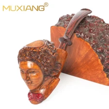 MUXIANG Handmade Rustic Tobacco Pipe Briar Wooden Carved Smoking Pipe Sissi Pipe