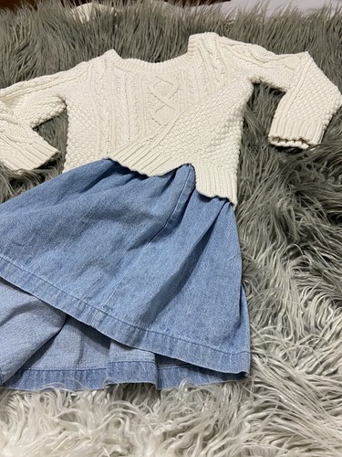 Baby Gap sweater dress white cable knit 