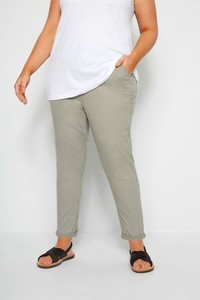 Yours Clothing Mujer Talla Grande Caqui Elastico Pantalones Chinos