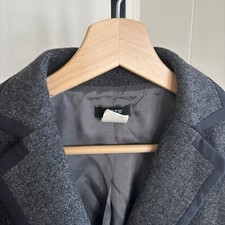 J Crew Factory Tipped Schoolboy Contrast Trim Preppy Gray Wool Blazer Women  s 0