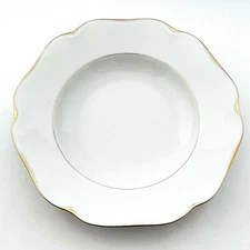KPM Kaiser Soup Bowl White Embossed Edge Gold Verge Gold Trim KPM158