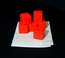 NEW Set of 6 Blank Red 16mm Dice with Stickers - Games Math RPG