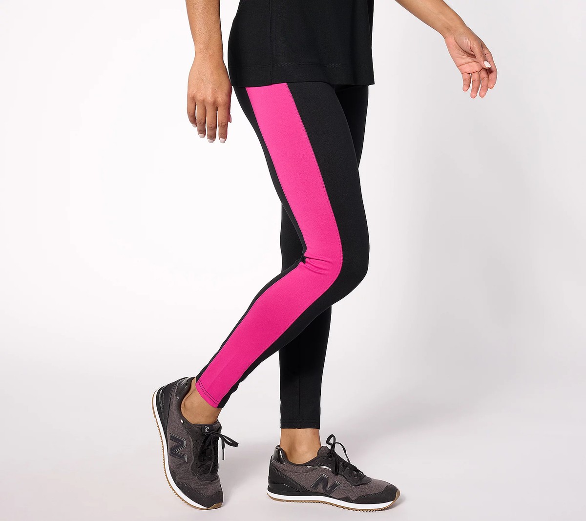 Belle Body by Kim Gravel Sz M Petite (MP) Colorblock Leggings BLACK A631954