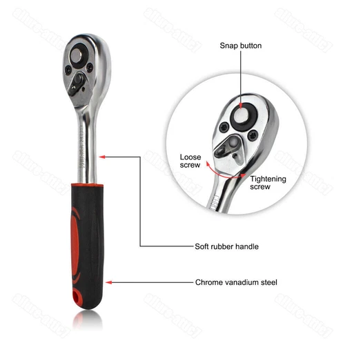 46Pcs Socket Wrench Set 1/4" Drive Ratchet Metric Kit Garage Car Repair Tool USA - Picture 13 of 23