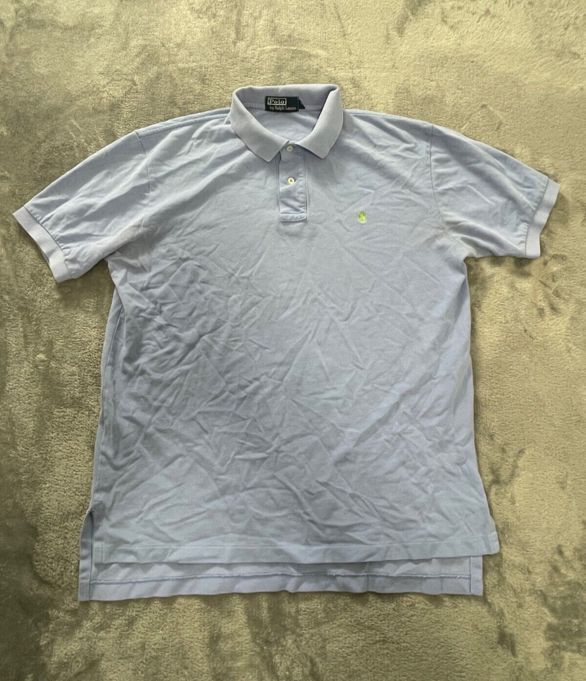 Polo Ralph Lauren Camicia Adulto Grande Blu Pony Golf Manica Corta Rugby Cotone Uomo