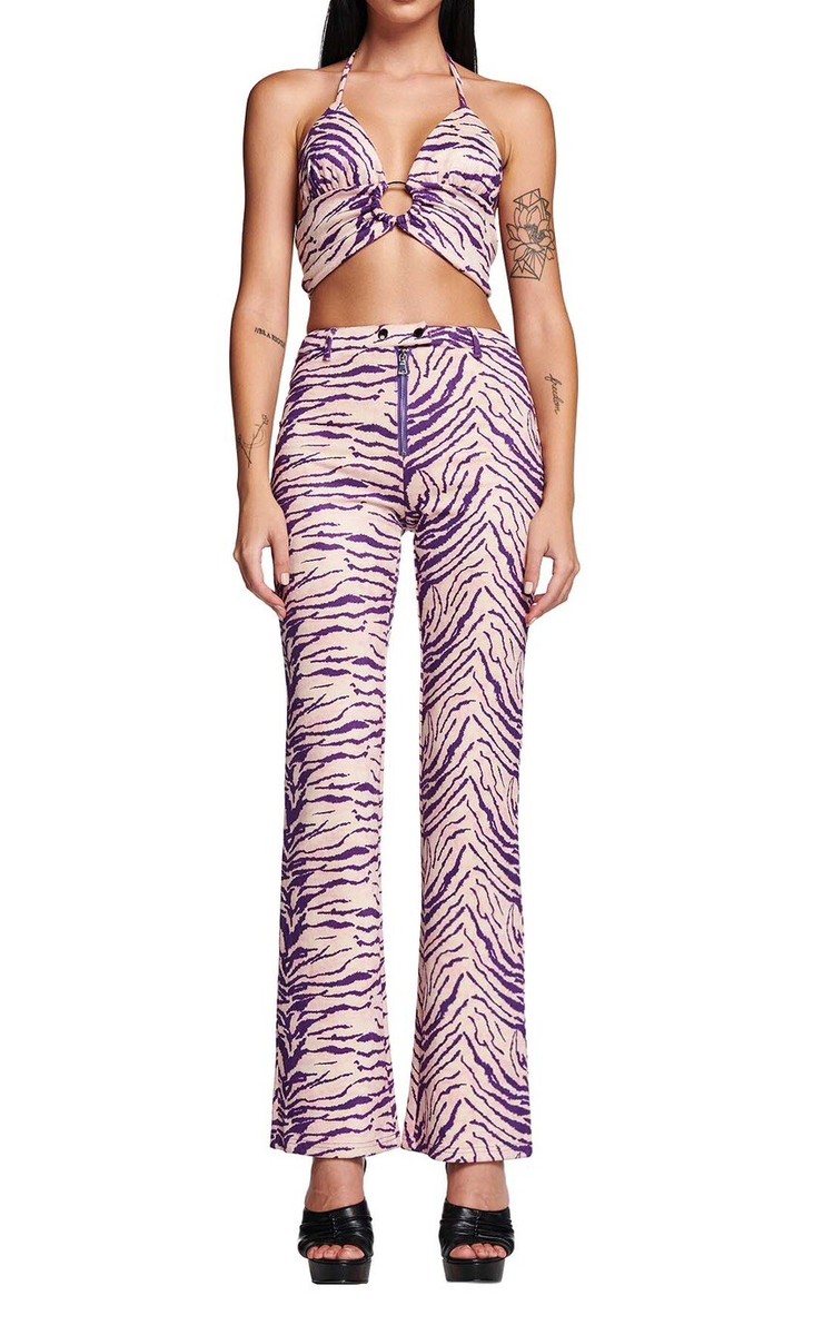 Iamgiaトップスパンツセット I.AM.GIA Set Kiki Crop Top Pant Animal High-Rise Bodycon