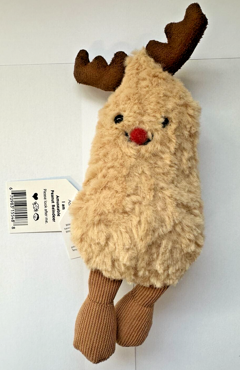 Jellycat Amuseables Peanut Reindeer FREE dust bag & FREE delivery