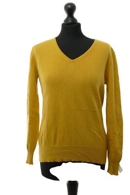 N/A Damen Pullover Pulli 44 gelb gelb leicht V-Ausschnitt Strick