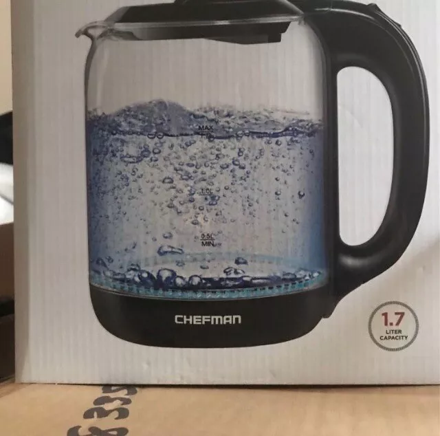 Chefman 1.7 Liter Electric Glass Kettle With Removable Tea Infuser NEW with  box