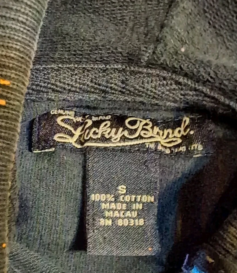 Lucky Brand Hoodie Sweatshirt Button Floral Vintage Y2K Womens Sz S Flawed - Image 2 of 4