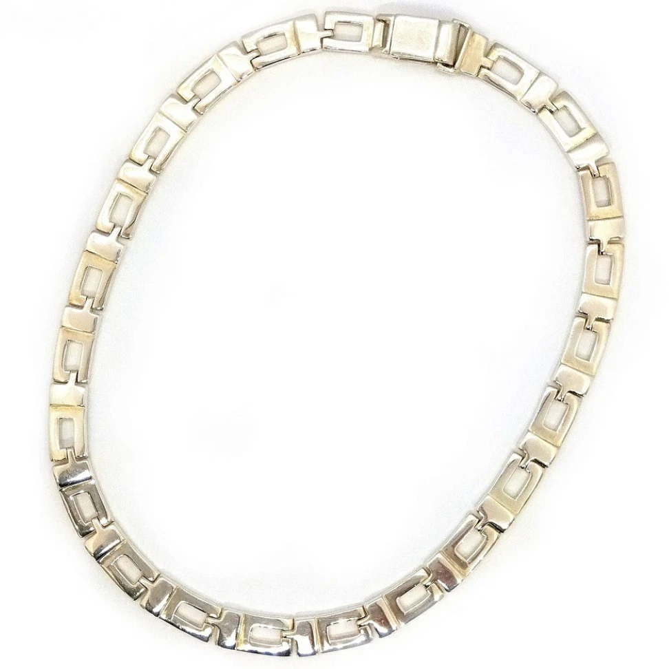 GUCCI G Logo Link Girocollo Vintage Collana 17" Argento 925 Autentico con Scatola #BH2T