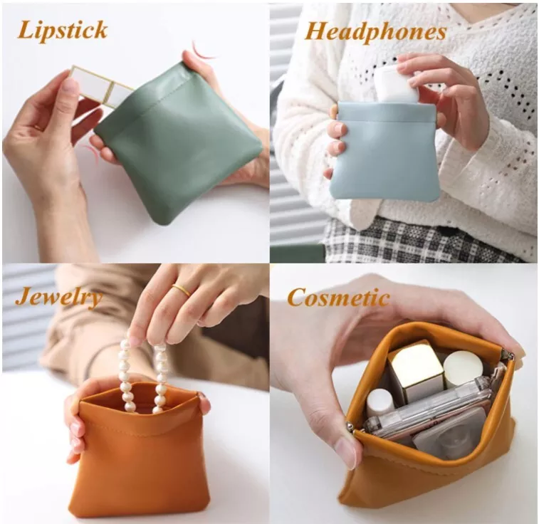 Mini Travel Bag Organizer with 2 Zippered Closure Pouches & 8