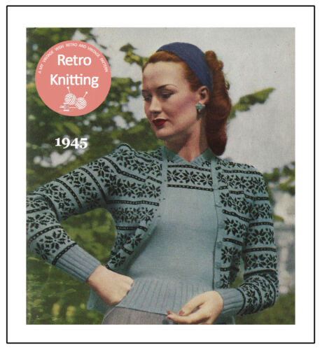 1940's Wartime Knitting Pattern for a Fair Isle Twin Set - Picture 1 of 1