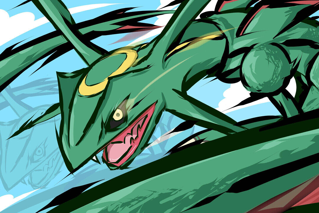 Digital art of a romanian-themed rayquaza