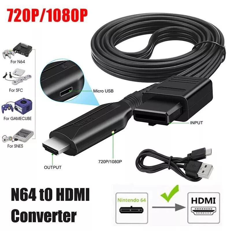 N64 To HDMI Converter HD Link Adapter Cable For Nintendo Gamecube Super NES SNES - Image 4 of 4