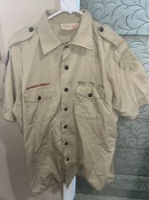 Boy Scout BSA UNIFORM SHIRT Mens Large Short Sleeve Tan K84