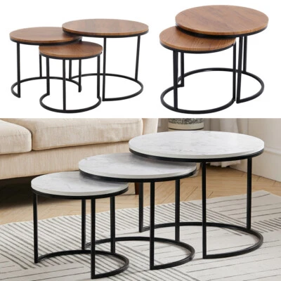 HOME-DIRECTSALES Nesting Coffee Tables Set of 2/3 Round Stacking End Side Table LivingRoom Office