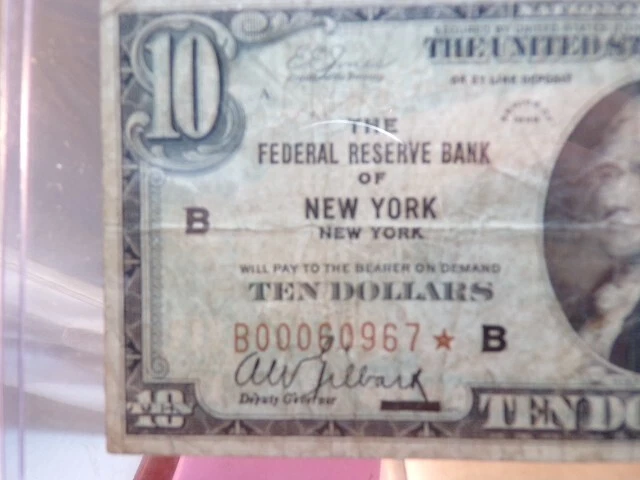 1929 - $10 DOLLAR FEDERAL RESERVE BANK ***STAR ***NOTE NEW YORK - Image 2 of 4
