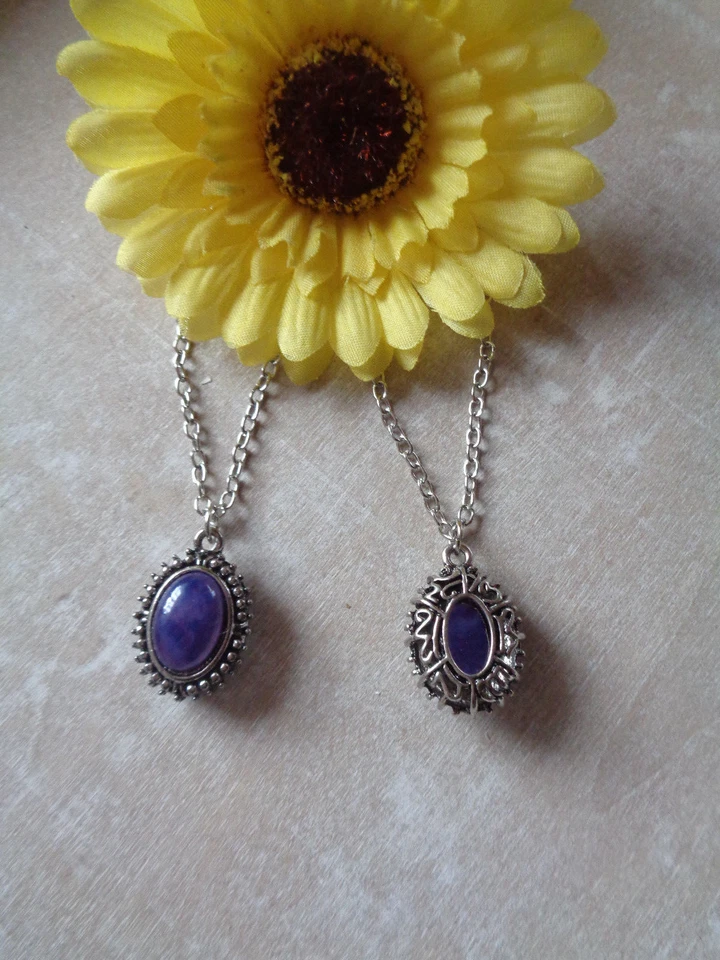 Außergewöhnliche Gliederkette antik silber Anhänger amethyst (lila)Stein