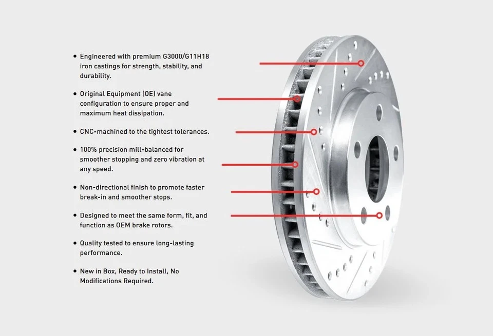 For Dodge Grand Caravan 87-90 Brake Rotor DFC Premium Drilled & Slotted Front - Image 2 of 3