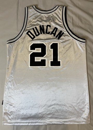 Vintage Tim Duncan San Antonio Spurs Jersey Nike #21 Silver XXL Fair Condition - Picture 2 of 22